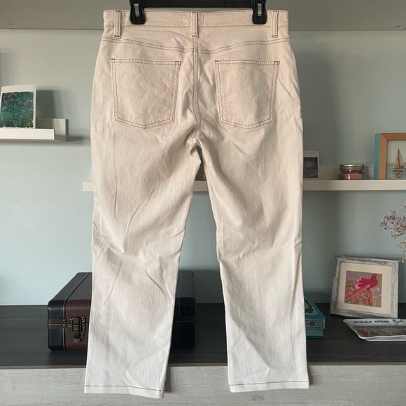 Eileen Fisher Off White Cream Straight Leg Mid Rise Organic Cotton Cropped Jeans - Picture 3 of 14